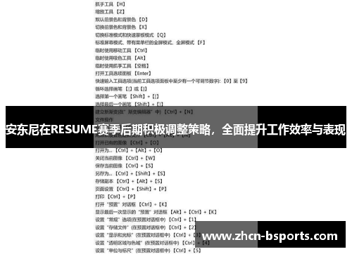 安东尼在RESUME赛季后期积极调整策略，全面提升工作效率与表现